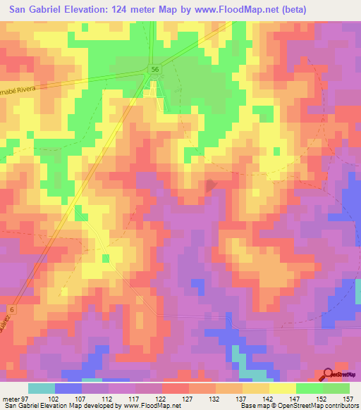 San Gabriel,Uruguay Elevation Map