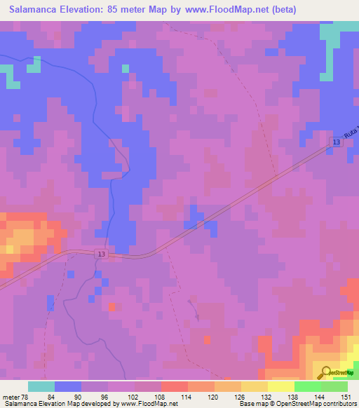 Salamanca,Uruguay Elevation Map