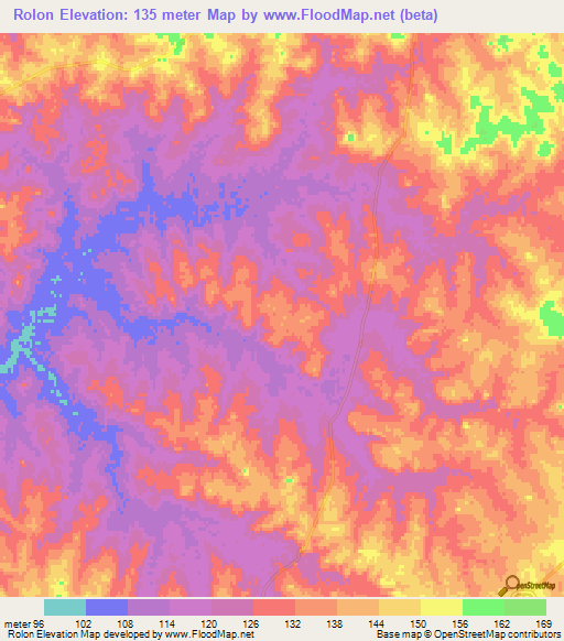 Rolon,Uruguay Elevation Map