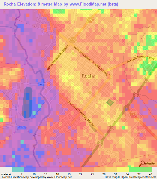 Rocha,Uruguay Elevation Map