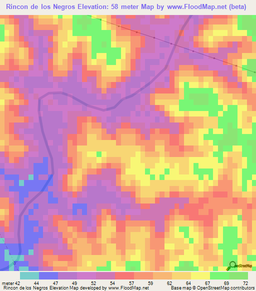 Rincon de los Negros,Uruguay Elevation Map