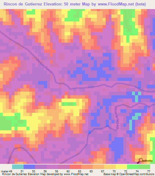 Rincon de Gutierrez,Uruguay Elevation Map
