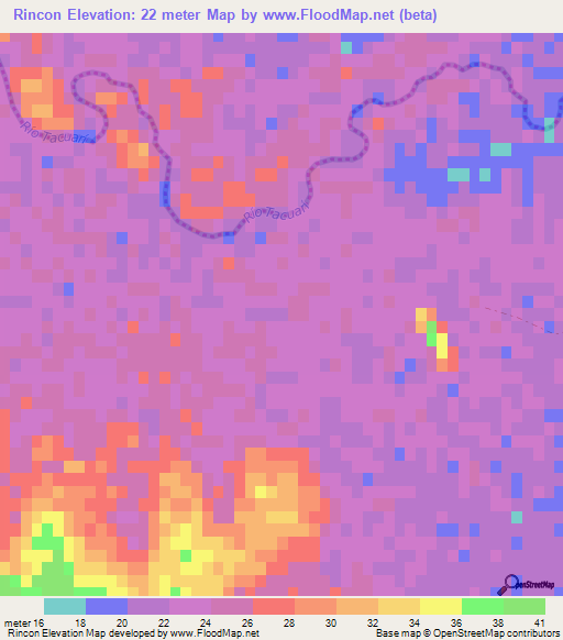 Rincon,Uruguay Elevation Map