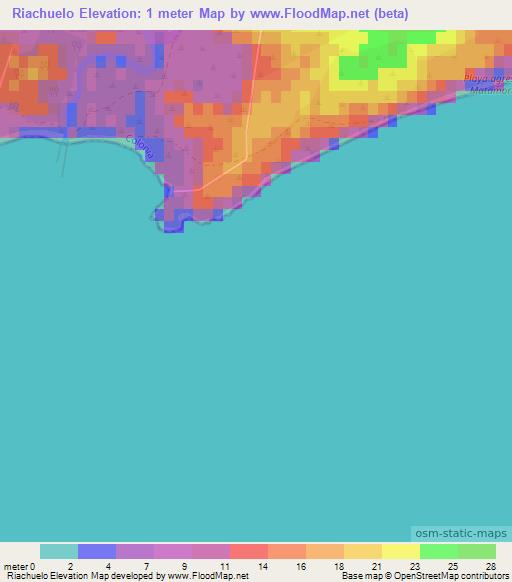 Riachuelo,Uruguay Elevation Map