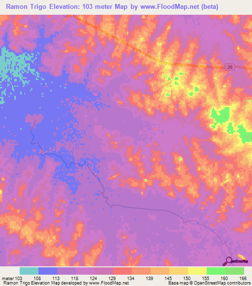 Ramon Trigo,Uruguay Elevation Map