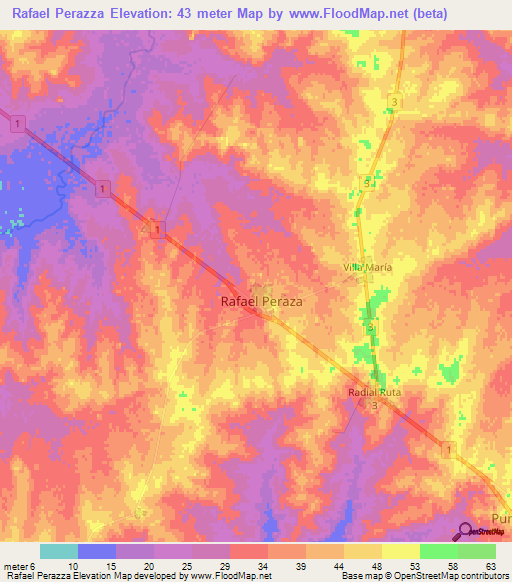 Rafael Perazza,Uruguay Elevation Map
