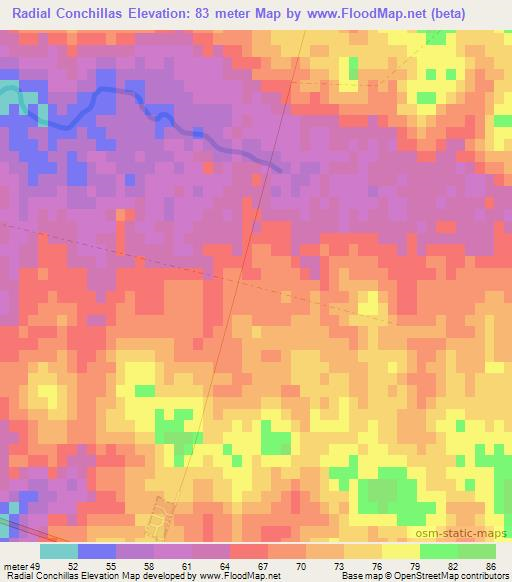 Radial Conchillas,Uruguay Elevation Map
