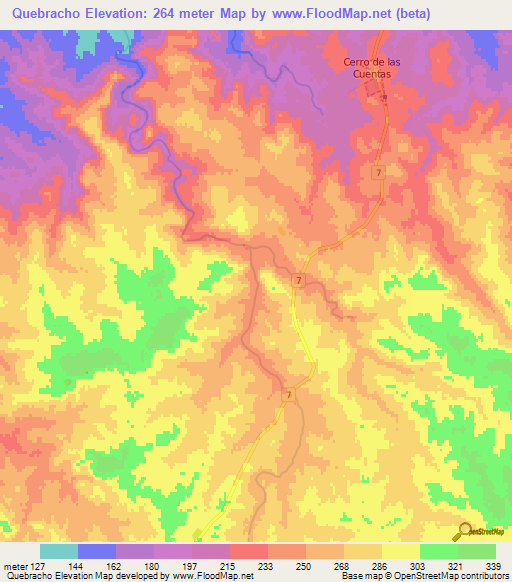 Quebracho,Uruguay Elevation Map