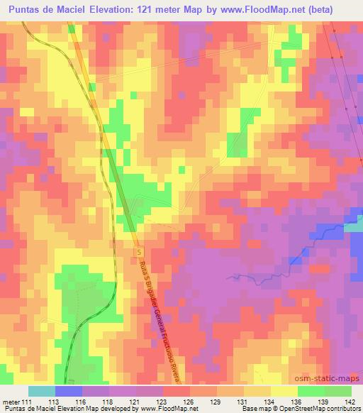 Puntas de Maciel,Uruguay Elevation Map
