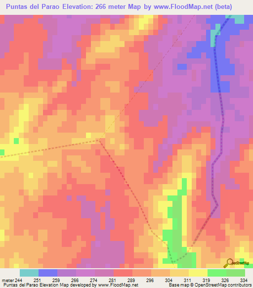 Puntas del Parao,Uruguay Elevation Map