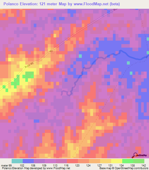 Polanco,Uruguay Elevation Map