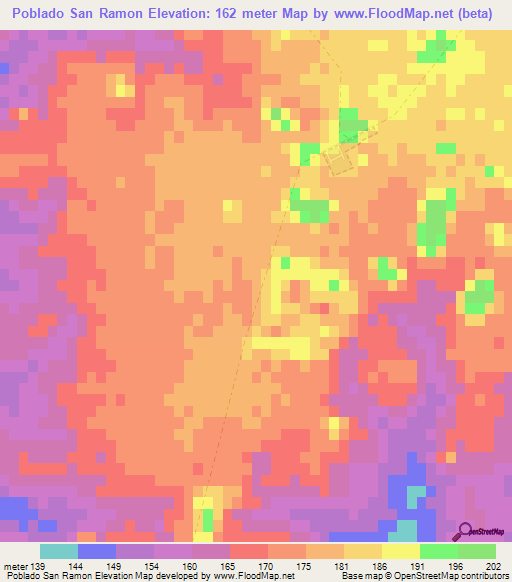 Poblado San Ramon,Uruguay Elevation Map