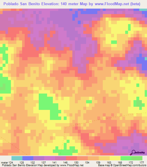 Poblado San Benito,Uruguay Elevation Map