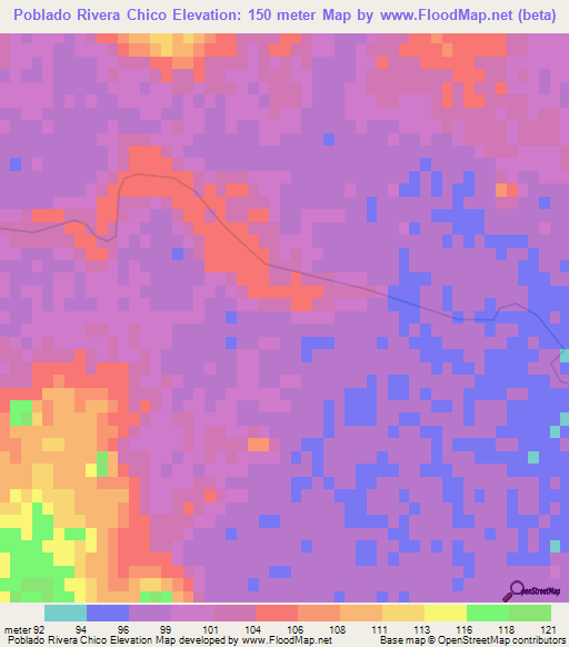 Poblado Rivera Chico,Uruguay Elevation Map