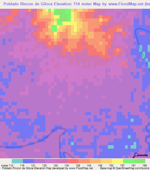 Poblado Rincon de Giloca,Uruguay Elevation Map