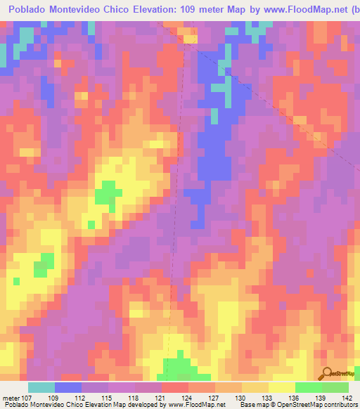Poblado Montevideo Chico,Uruguay Elevation Map