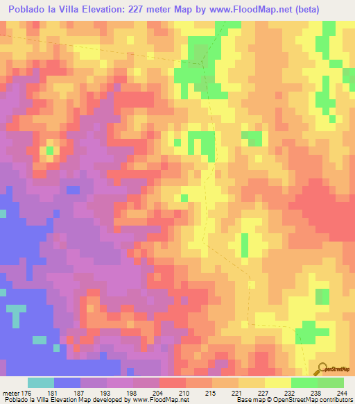 Poblado la Villa,Uruguay Elevation Map