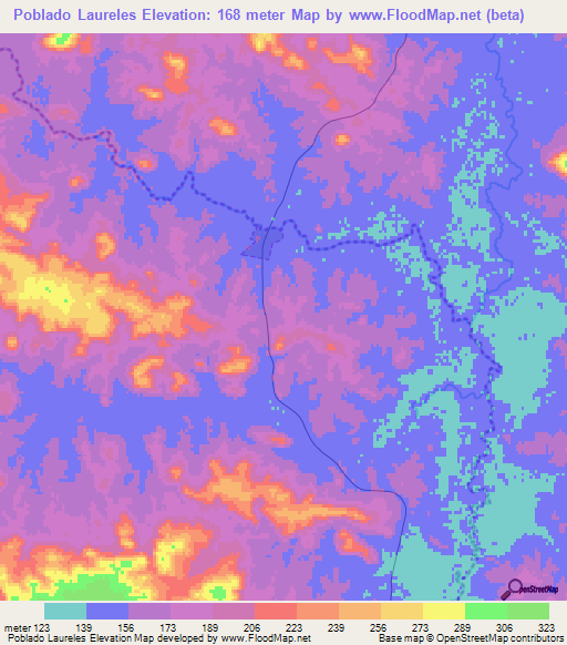 Poblado Laureles,Uruguay Elevation Map
