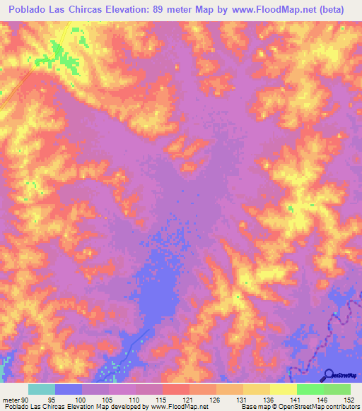 Poblado Las Chircas,Uruguay Elevation Map