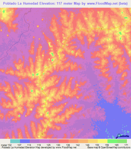 Poblado La Humedad,Uruguay Elevation Map
