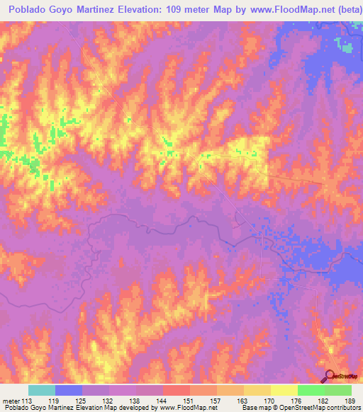 Poblado Goyo Martinez,Uruguay Elevation Map