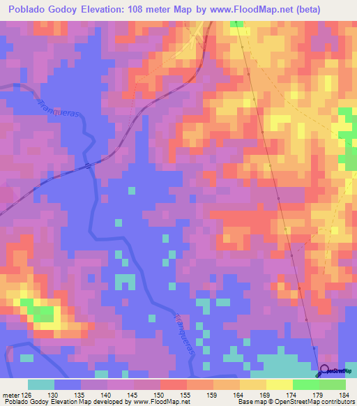 Poblado Godoy,Uruguay Elevation Map