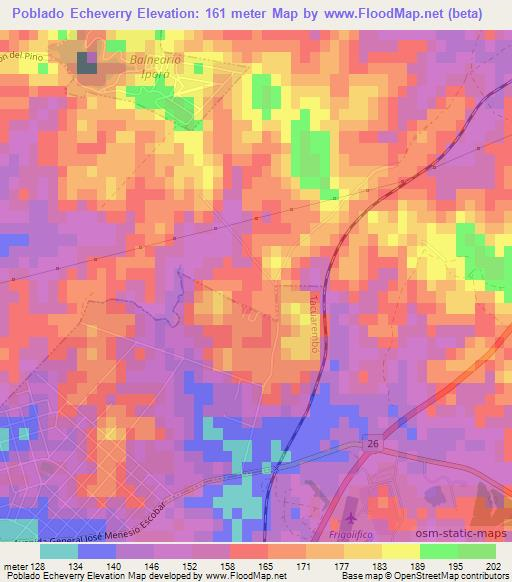 Poblado Echeverry,Uruguay Elevation Map