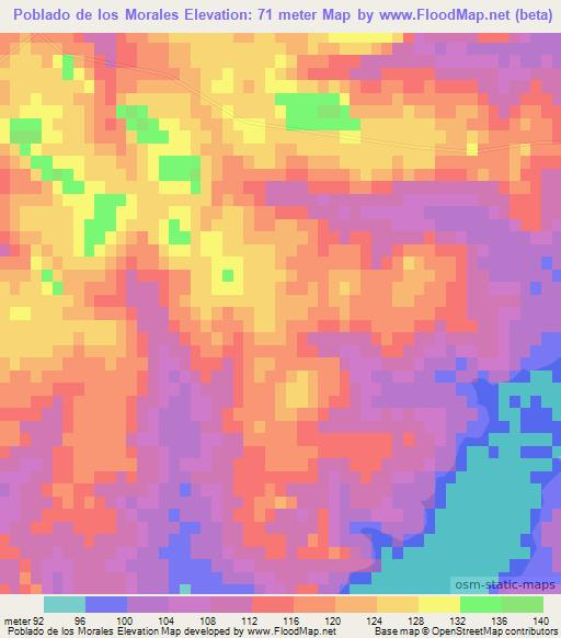 Poblado de los Morales,Uruguay Elevation Map