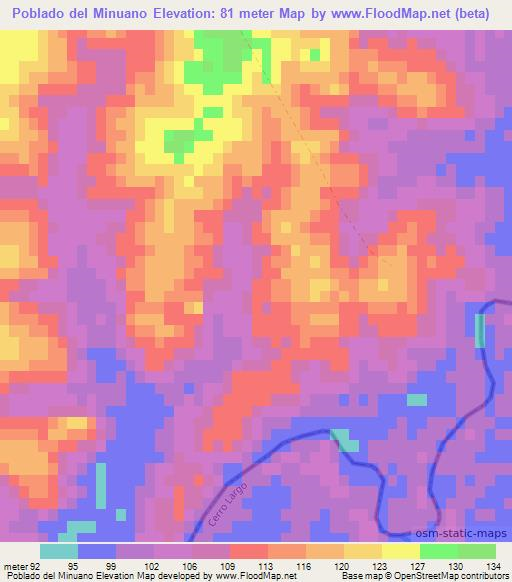Poblado del Minuano,Uruguay Elevation Map