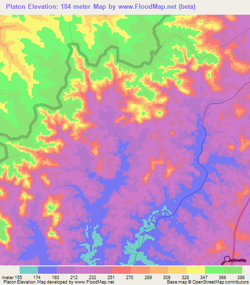 Platon,Uruguay Elevation Map