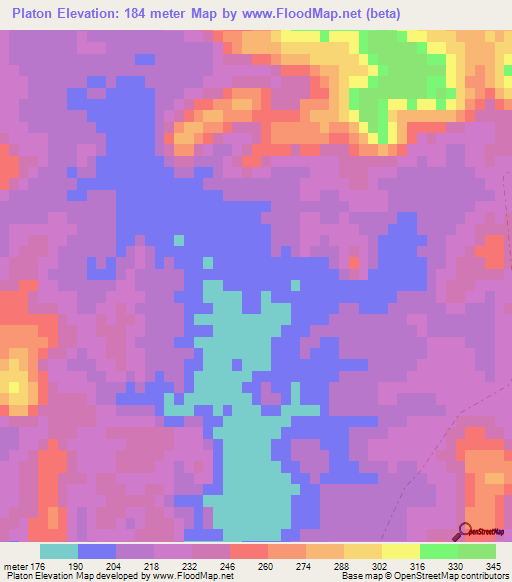 Platon,Uruguay Elevation Map