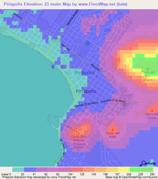 Piriapolis,Uruguay Elevation Map