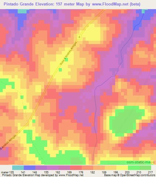 Pintado Grande,Uruguay Elevation Map