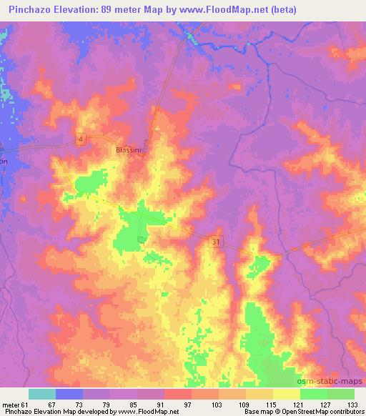 Pinchazo,Uruguay Elevation Map