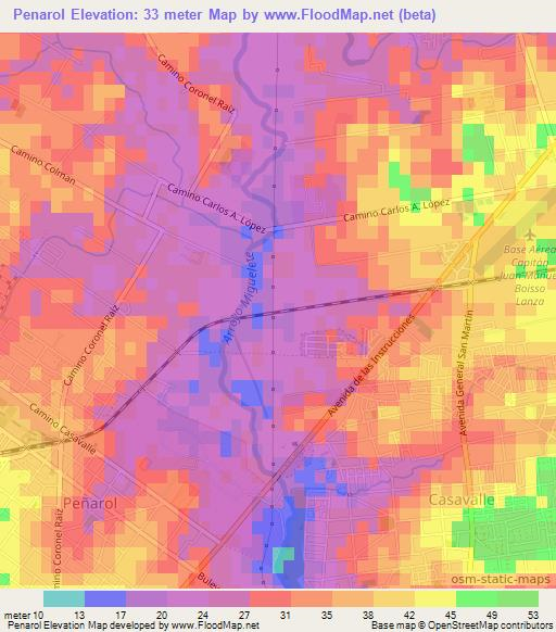 Penarol,Uruguay Elevation Map