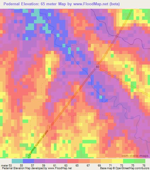 Pedernal,Uruguay Elevation Map