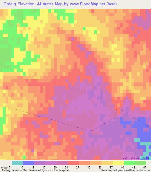 Ordeig,Uruguay Elevation Map