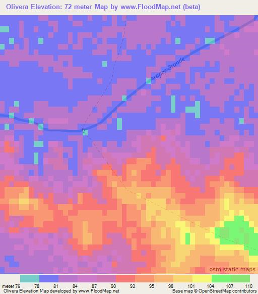 Olivera,Uruguay Elevation Map
