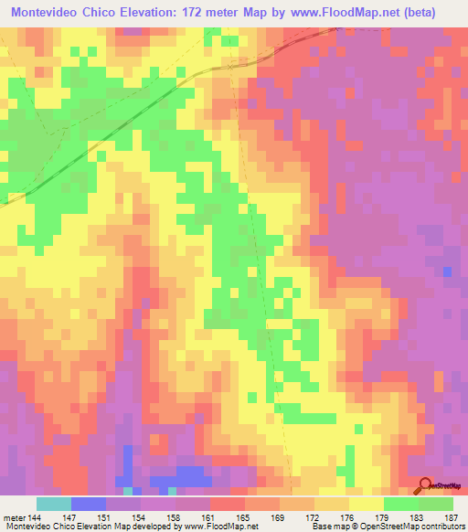 Montevideo Chico,Uruguay Elevation Map