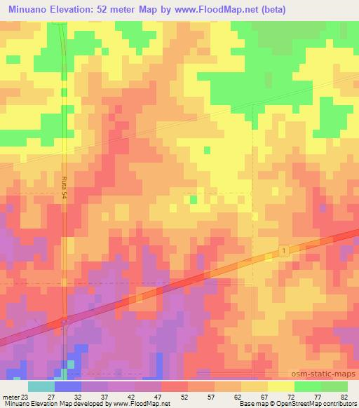 Minuano,Uruguay Elevation Map