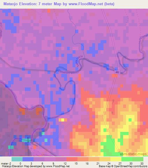 Mataojo,Uruguay Elevation Map