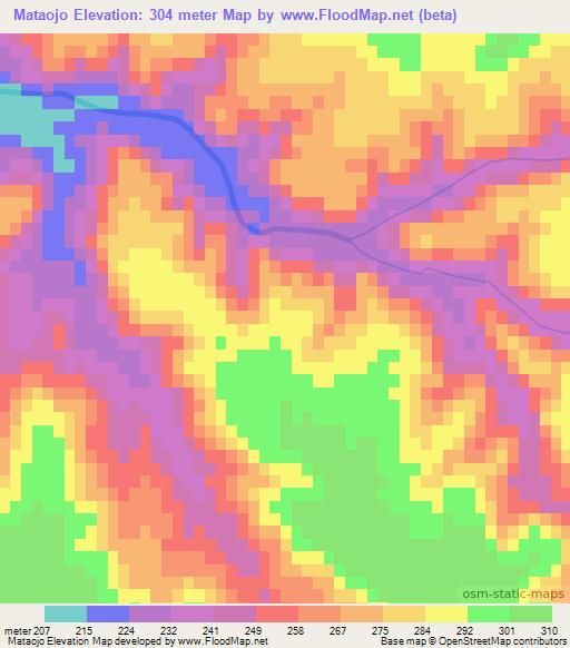 Mataojo,Uruguay Elevation Map