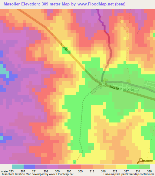 Masoller,Uruguay Elevation Map