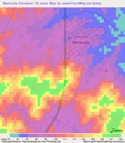 Mariscala,Uruguay Elevation Map