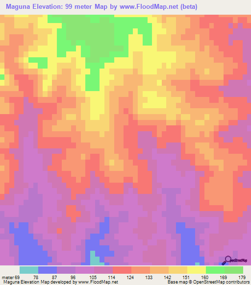 Maguna,Uruguay Elevation Map