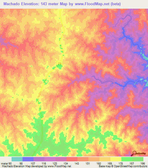 Machado,Uruguay Elevation Map