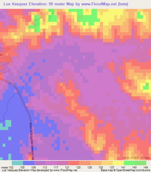 Los Vasquez,Uruguay Elevation Map