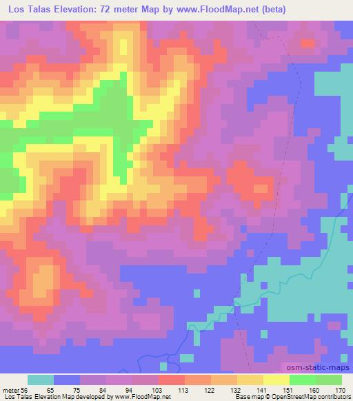 Los Talas,Uruguay Elevation Map