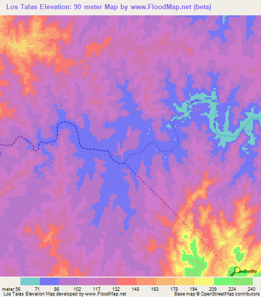Los Talas,Uruguay Elevation Map