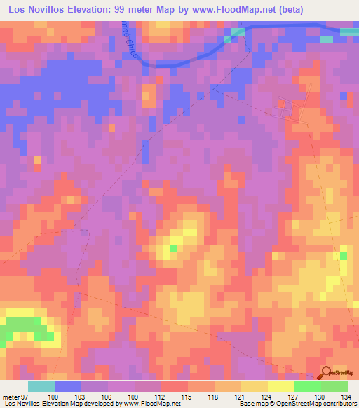 Los Novillos,Uruguay Elevation Map